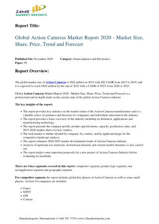 Action Cameras Market Report 2020