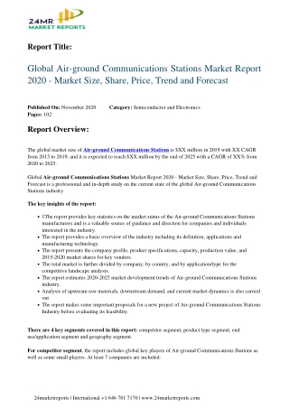 Air-ground Communications Stations Market Report 2020