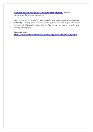 Top Mobile App and game Development Company | Mobile Application Development Agency