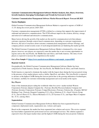 Customer Communication Management Software Market Analysis, Size, Share, Overview, Growth Analysis, Emerging Technologie