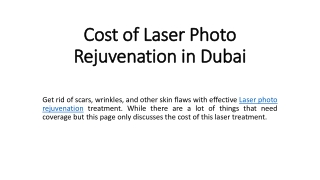 Cost of Laser Photo Rejuvenation in Dubai