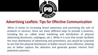 Advertising Leaflets: Tips for Effective Communication