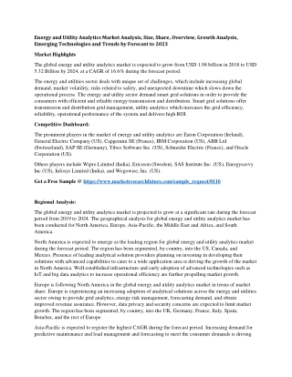 Energy and Utility Analytics Market Analysis, Size, Share, Overview, Growth Analysis, Emerging Technologies and Trends b