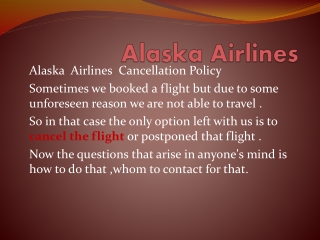 Alaska Airlines Cancellation Policy