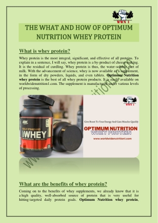 THE WHAT AND HOW OF OPTIMUM NUTRITION WHEY PROTEIN