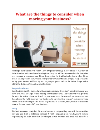 What are the things to consider when moving your business?