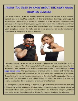 Things You Need To Know About The Krav Maga Training Classes