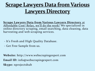 Scrape Lawyers Data from Various Lawyers Directory