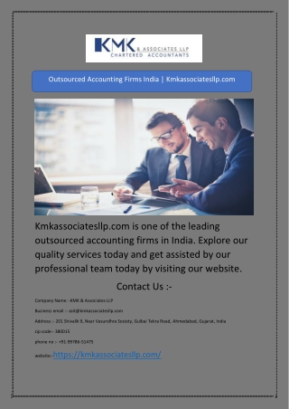 Outsourced Accounting Firms India | Kmkassociatesllp.com