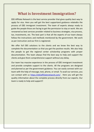 What is Investment Immigration?