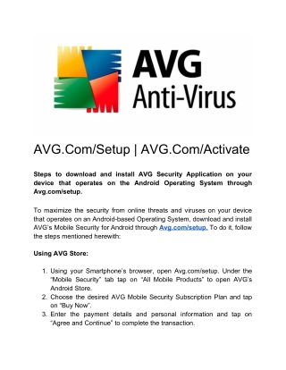 AVG.Com/Setup | AVG.Com/Activate