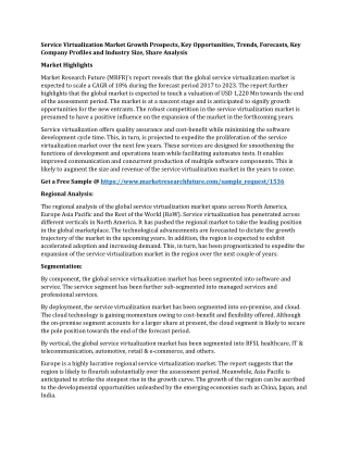 Service Virtualization Market Growth Prospects, Key Opportunities, Trends, Forecasts, Key Company Profiles and Industry
