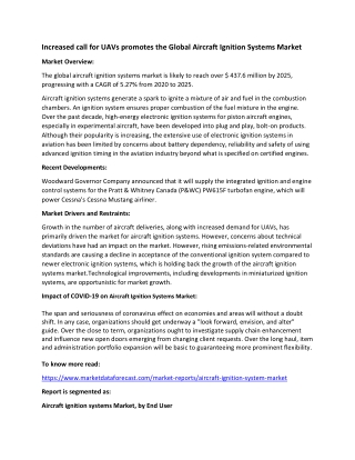 Aircraft Ignition System Market Size and Growth Analysis Report 2020