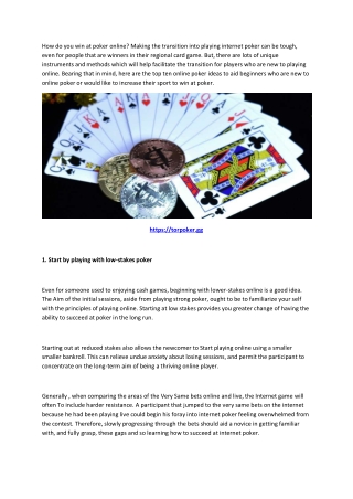 Top 4 Tips For Poker Player