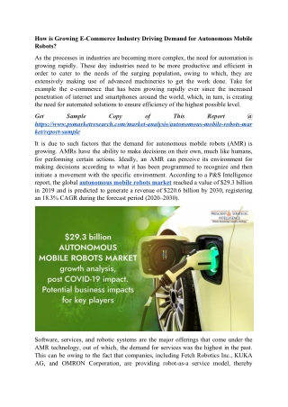 COVID-19 Pandemic – Autonomous Mobile Robots Market | Demand for the Market will Drastically Increase in the Future