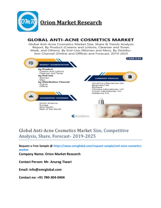 Global Anti-Acne Cosmetics Market Size, Competitive Analysis, Share, Forecast- 2019-2025