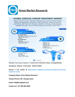 Global Cervical Cancer Treatment Market Size, Competitive Analysis, Share, Forecast- 2019-2025
