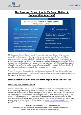 Ionic vs React Native Mobile App Development Pros and Cons