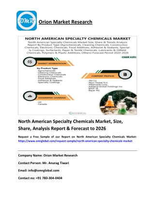 North American Specialty Chemicals Market Size, Share, Forecast to 2026