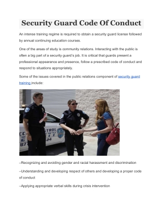 The Public Relations Aspect of Security Guard Services
