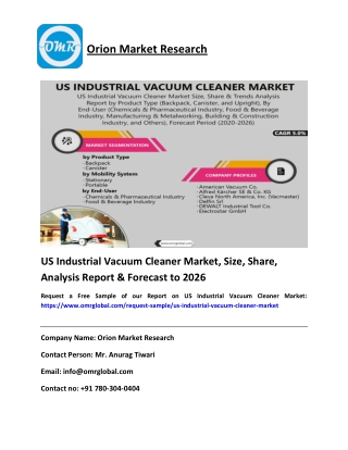 US Industrial Vacuum Cleaner Market Size, Share, Trends & Indstry Report to 2026