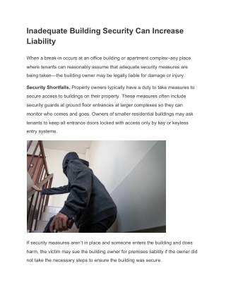 Inadequate Building Security Can Increase Liability