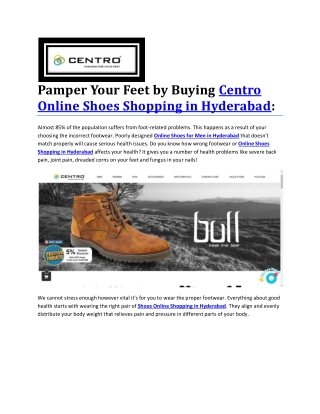 Pamper Your Feet by Buying Centro Online Shoes Shopping in Hyderabad:
