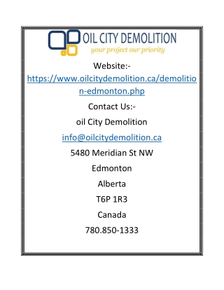 Best Demolition Service | Oilcitydemolition.ca