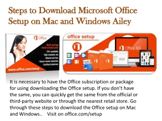 Office.com/setup - Steps to Download Microsoft Office Setup on Mac and Windows Ailey