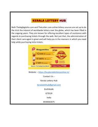 Buy Kerala Lottery Tickets Online | Buykeralalotteryonline.in