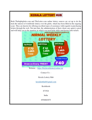 Kerala Lotteries Online Booking | Buykeralalotteryonline.in