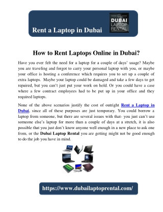 How to Rent Laptops Online in Dubai?