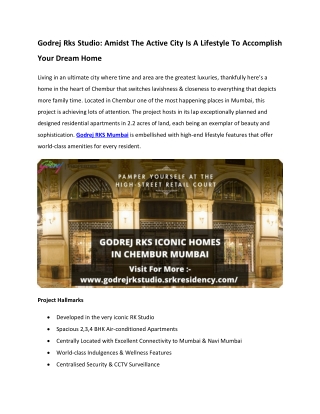 Godrej Rks Chembur Iconic And Luxurious Apartments