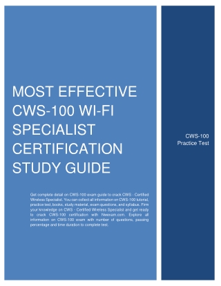 Most Effective CWS-100 Wi-Fi Specialist Certification Study Guide