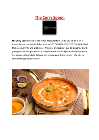 5% Off – The Curry Spoon Menu Clyde Takeaway, VIC
