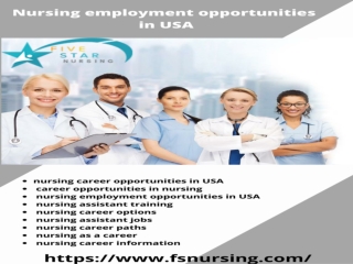 Nursing employment opportunities in USA | Nursing assistant jobs - Five Star Nursing