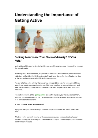 Understanding the Importance of Getting Active