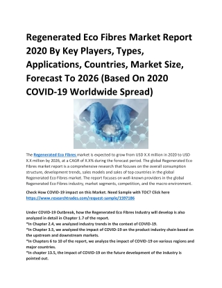 Regenerated Eco Fibres Market
