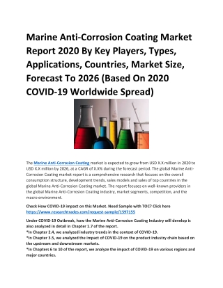 Marine Anti-Corrosion Coating Market