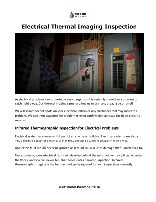 Thermal Inspection for Electrical Problems in Montreal