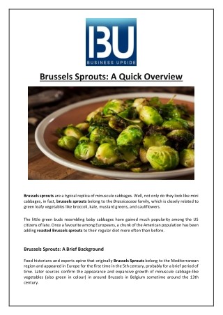 Brussels Sprouts: A Quick Overview