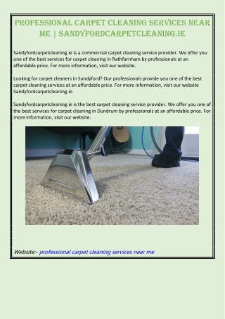 Professional Carpet Cleaning Services Near Me | Sandyfordcarpetcleaning.ie