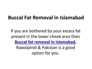 Buccal Fat Removal in Islamabad