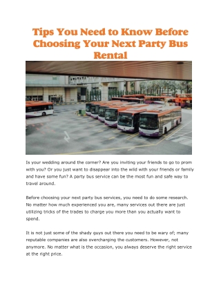 Party bus services