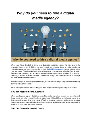 Why do you need to hire a digital media agency?