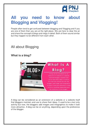 All you need to know about Blogging and Vlogging!