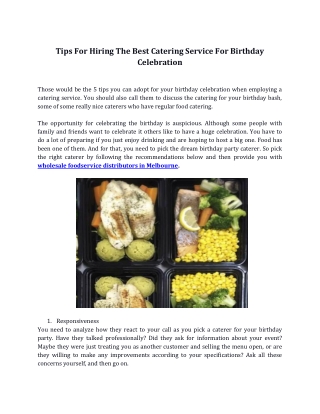 Tips For Hiring The Best Catering Service For Birthday Celebration