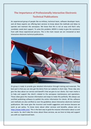 The Importance of Professionally Interactive Electronic Technical Publications