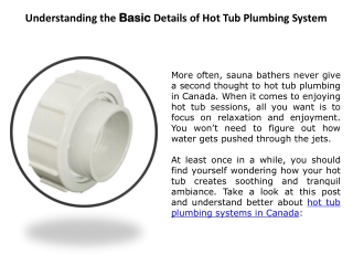 Understanding the Basic Details of Hot Tub Plumbing System