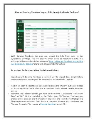 How to Dancing Numbers Import Bills into QuickBooks Desktop